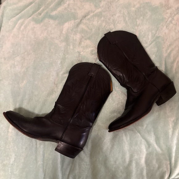 Vintage Western Black Leather Heeled Boots - Picture 4 of 8